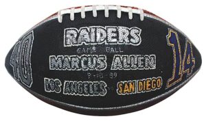 9/10/1989 Marcus Allen Los Angeles Raiders Game Ball