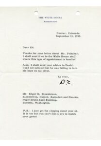 9/13/1955 President Dwight D. Eisenhower TLS Autographed Typed Letter