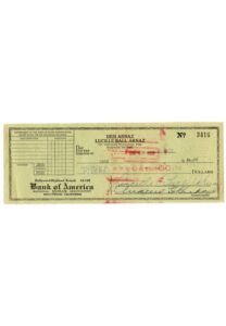 9/15/1952 Lucille Ball Arnaz Full Name Signed Personal Check