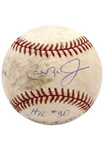 9/18/1991 Cal Ripken Jr. Baltimore Orioles Game-Used & Signed Home Run #255 OAL Baseball