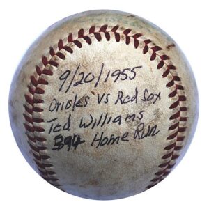 9/20/1955 Ted Williams Boston Red Sox Home Run # 394 Baseball