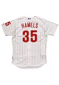 9/20/2013 Cole Hamels Philadelphia Phillies Game-Used & Signed Home Jersey