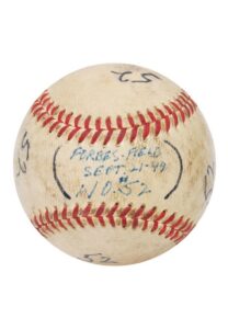 9/21/1949 Ralph Kiner Pittsburgh Pirates Game-Used & Autographed Home Run Baseball