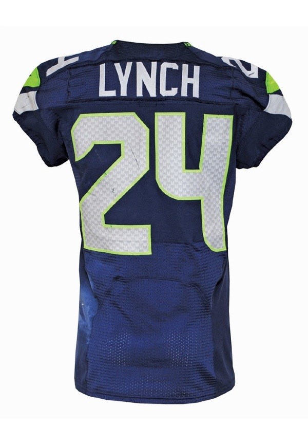 9 22 13 Marshawn Lynch Seattle Seahawks Game Used Home Jersey Grey Flannel Auctions