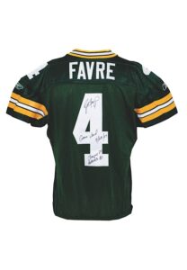 9/23/2007 Brett Favre Green Bay Packers Game-Used & Autographed Home Jersey Worn to Throw Career TD’s 418 & 419