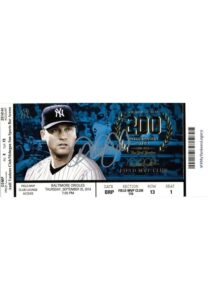 9/25/2014 Derek Jeter Autographed Orioles vs. Yankees Full Field MVP Club Game Ticket