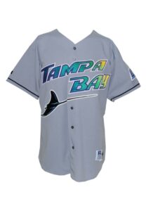 9/27/1998 Bryan Rekar Tampa Bay Devil Rays Game-Used Road Jersey