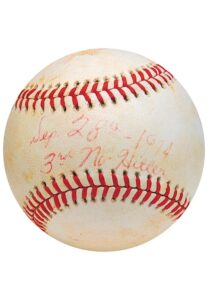 9/28/1974 Nolan Ryan No-Hitter Game-Used & Autographed Baseball