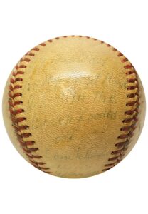 9/30/50 Eddie Robinson Game-Used OAL Baseball Used To Hit His First Grand Slam