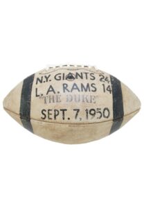 9/7/1950 New York Giants vs. Los Angeles Rams Game-Used “The Duke” Football