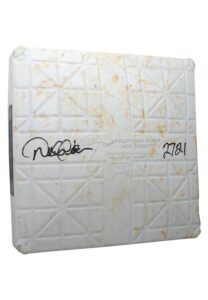 9/9/2009 Derek Jeter NY Yankees Autographed Yankee Stadium Game-Used Second Base Inscribed “2721”