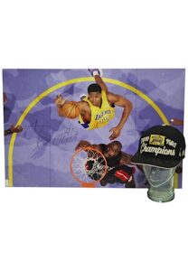 Andrew Bynum Los Angeles Lakers Autographed Oversized Photo & NBA Champions Cap