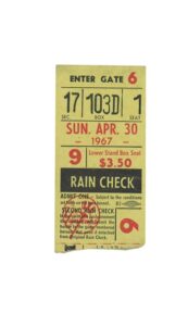 April 30, 1967 Yankees Ticket Stub