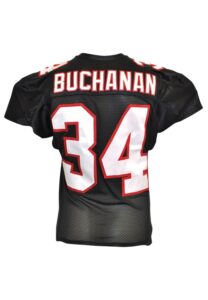 Atlanta Falcons Game-Used Home Jerseys — 2002 Ray Buchanan & 9/15/2013 Asante Samuel Autographed