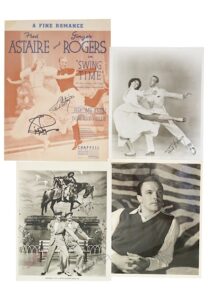 Autographed B&W Advertisement Piece & B&W Photos Including Multiple Gene Kelly & Fred Astaire & Ginger Rogers