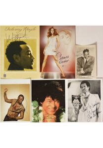 Autographed Full Color & B&W Photos Of Artists Including Don Ho, Celine Dion, John Legend, Nat King Cole & Others