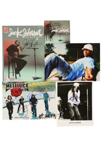 Autographed Full Color Photos Of Metallica, Alice Cooper, NeYo & Jack Johnson Autographed Magazine & CD