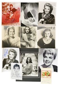 Autographed Photos & Cards Featuring Actresses Including Audrey Hepburn, Betty Grable, Betty Davis, Maureen O’Hara & More