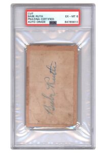 Babe Ruth Autographed Cut