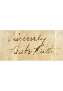 Babe Ruth Autographed Cut