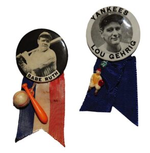 Babe Ruth & Lou Gehrig Stadium Pins with Ribbons