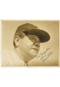 Beautiful Babe Ruth Signed 8″ x 10″ Type 1 Sepia Photograph