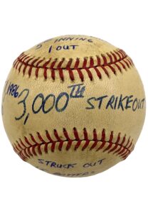 Bert Blyleven 3,000th Strikeout Actual Game-Used & Inscribed Baseball