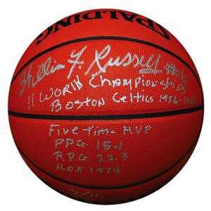 Bill Russell Boston Celtics Autographed Stat Basketball