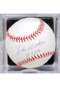 Bill Walton & John Wooden Autographed Single Signed Baseballs