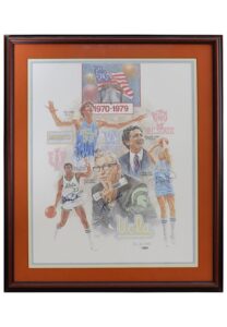 Bill Walton, Magic Johnson, John Wooden & Larry Bird Multi-Signed John B. Martin LE Framed Lithograph