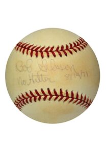 Bob Gibson Single-Signed Baseball With No-Hitter 8/14/71 Inscription