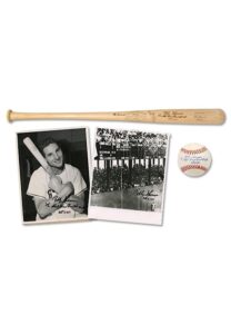 Bobby Thompson Autographed Lot – Photos, Bat & Ball