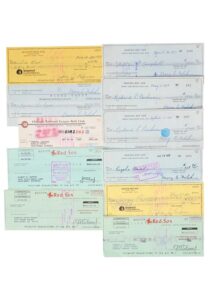 Boston Red Sox & Chicago Cubs Autographed Player Checks Including Jim Rice, Richard Burleson, Bill Campbell, Jimmy Piersall & More