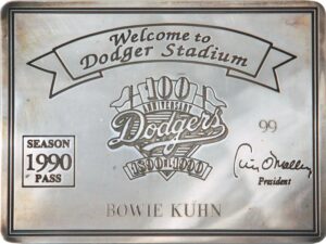 Bowie Kuhn’s 1990 LA Dodgers Tiffany Sterling Silver Season Pass with Original Box