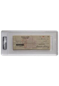 Branch Rickey Autographed Personal Check