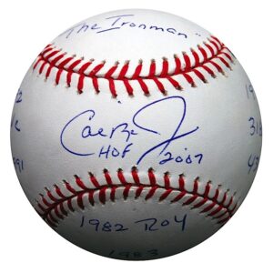 Cal Ripken, Jr. Autographed & Inscribed Career Stat Baseball