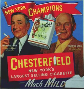 Casey Stengel and Leo Durocher NY Champions Chesterfield Advertisement Sign