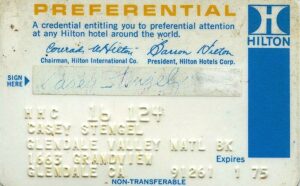 Casey Stengel Signed Hilton Preferred Customer Card with Wallet