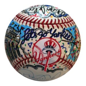 Charles Fazzino Hand Painted NY Yankees Ball Signed by Jeter