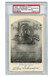 Charlie Gehringer Signed HOF B&W Plaque Postcard