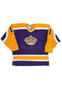 Charlie Simmer LA Kings Multi-Signed Jersey – Simmer, Dave Taylor & Marcel Dionne