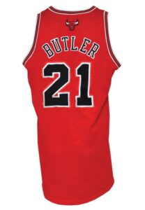 Chicago Bulls Game-Used Uniforms — 2012-13 Joakim Noah Home, 2012-13 Jimmy Butler Home & Road, 2004-05 Luol Deng Road Jersey, 2006-07 Road & 2012-13 Home