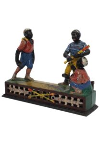 Circa 1900 “Darktown Battery” Cast Iron Antique Mechanical Bank By J.E. Stevens