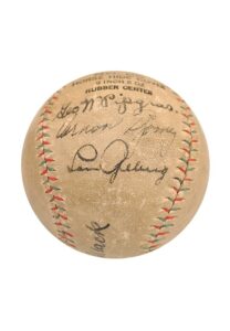 Circa 1920s Hall of Fame Multi-Signed Official Baseball Including Lou Gehrig & Walter Johnson