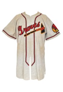 Circa 1950 Vern Bickford Boston Braves Game-Used Road Flannel Jersey with Pants & Socks