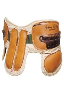 Circa 1950s Leather Football Hip Pads & Cleats Signed By Johnny Lattner & Paul Hornung