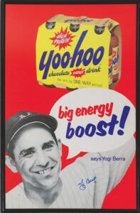 Circa 1950s Yogi Berra Autographed and Framed Yoo-Hoo Ad