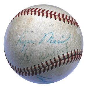 Circa 1961 Roger Maris, Tracy Stallard & Sal Durante Autographed Baseball