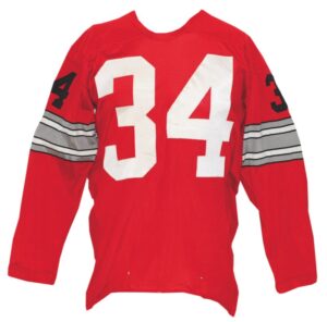 Circa 1968 Ohio State Buckeyes #34 Game-Used Red Durene Home Jersey