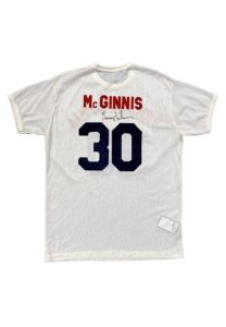 Circa 1970s George McGinnis Philadelphia 76ers Worn & Signed Mesh Shooting Shirt